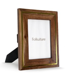 Folkulture Picture Frames 5" x 7" Wooden & Metal Picture Frame or Photo Frames for Wall, Photo Wall Display Gifts for Women (Rustic Roots) - 1 of 4