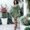 Anna-Kaci Women's Plus Size O-Ring Tied Belt Waist Butterfly Flare Sleeve Dress - 2 of 4