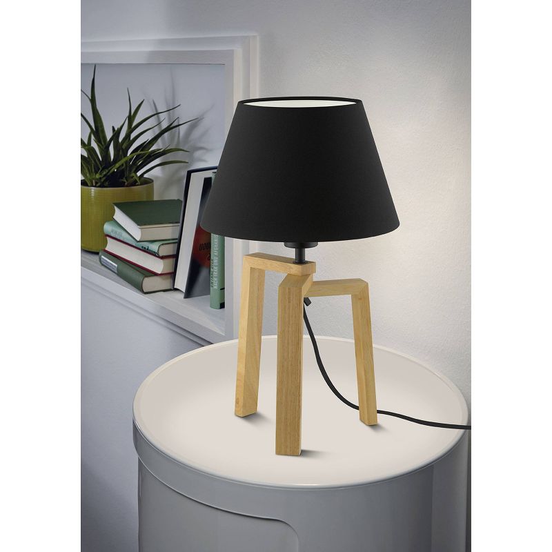 Chietino Table Lamp Wood Finish with Black/White Shade - EGLO, 5 of 7