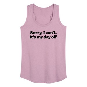 Women's Instant Message Sorry, I can't. It's My Day Off Graphic Racerback Tank - Heather Orchid - Large - 1 of 4