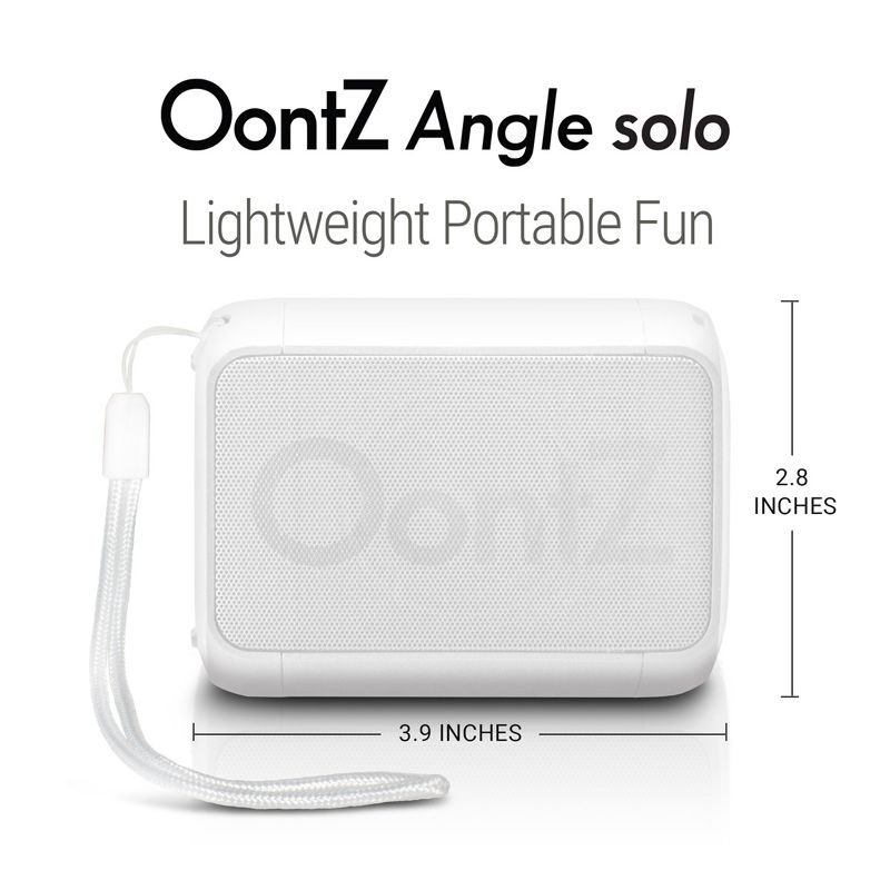 OontZ Solo Bluetooth Speaker, IPX5 Water Resistant, 5 Watts, 100' Wireless Range, White, 5 of 8