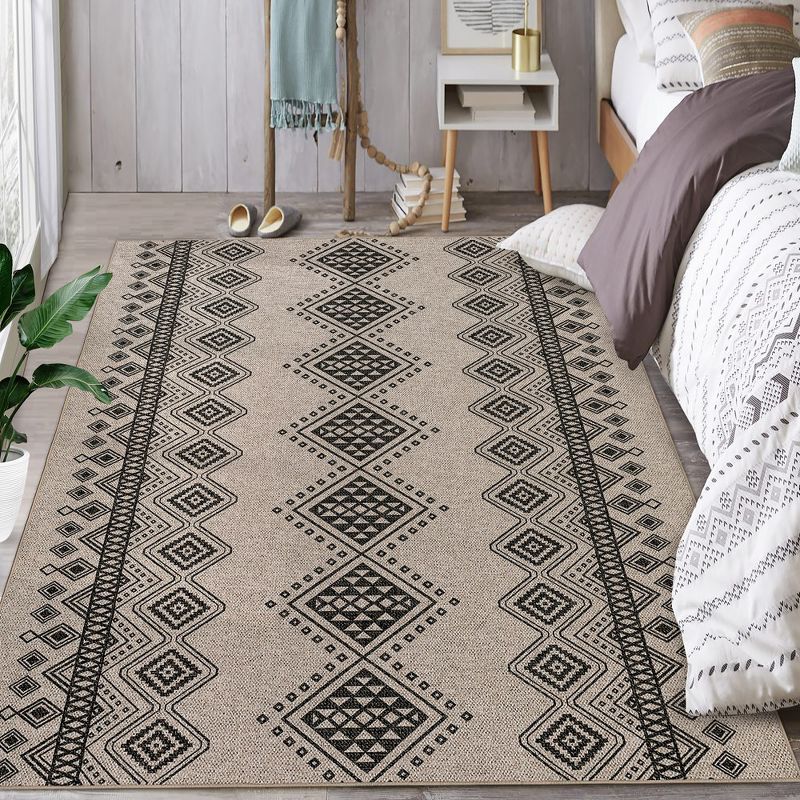 Easy Jute Rug Modern Geometric Area Rug Non Slip Rug Boho Washable Rug Contemporary Natural Indoor Throw Rug for Living Bedroom Office, 4' x 6' Brown, 2 of 9