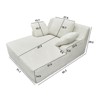 GDFStudio Gray 51'' Modern Corduroy Upholstered Chaise Lounge with Backrest Pillow and 2 Throw Pillows - 3 of 4