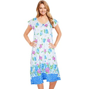 JEFFRICO Womens Nightgowns Short Sleeve Sleepwear Soft Pajama Dress Nightshirts - 1 of 4