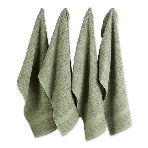 Design Imports  Terry Waffle Solid Dishtowel Set 4 Piece, 15X26", Artichoke - 1 of 4