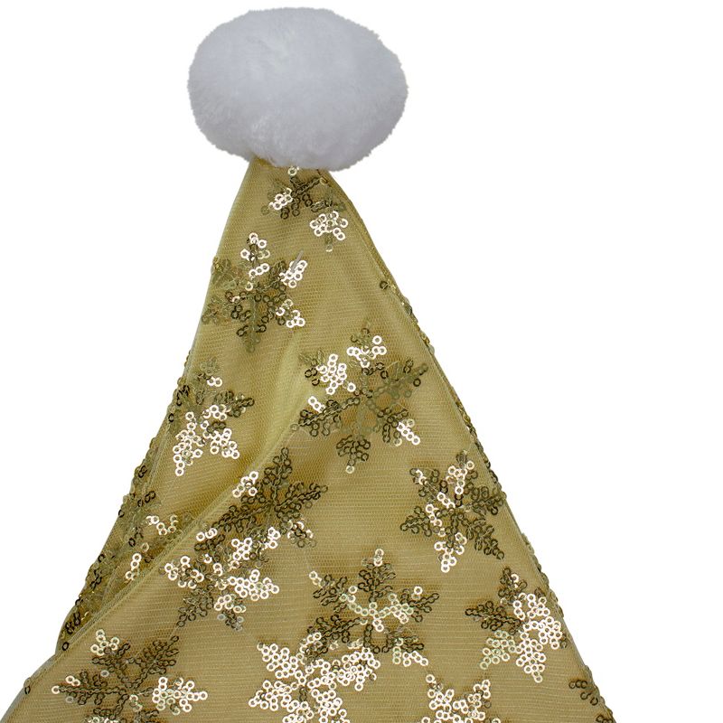 Northlight 21" Gold and White Sequin Snowflake Christmas Santa Hat Costume Accessory - Medium, 4 of 5