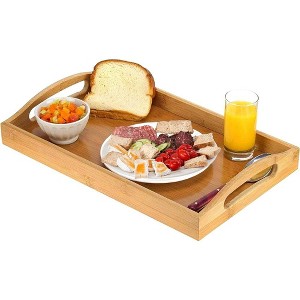 Homeitusa Bamboo Bed Trays: Large Bed Table with Folding Legs, Serving Tray with Handles, Wooden Breakfast Tray with Legs and Handles - 1 of 4