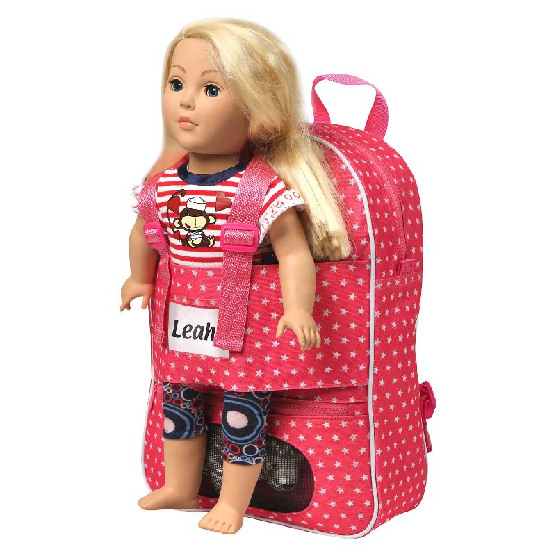 Badger Basket Doll Travel Backpack with Plush Friend Compartment - Star Pattern, 4 of 8