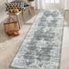 Washable Vintage Floral Living Room Rugs, Distressed Print Non Slip Bedroom Carpet, Retro Accent Large Dining Room Kitchen Rugs - 3 of 4