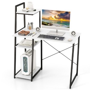 Tangkula Computer Desk w/ Shelves 3-Tier Storage Bookshelf Ladder-shaped Metal Frame - 1 of 4