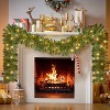 Joyfy 9 FT Artificial Christmas Garland, Pre-Lit 50/100 LED Light Xmas Garland with 8 Modes for Indoor Holiday Door Home Decorations - 2 of 4