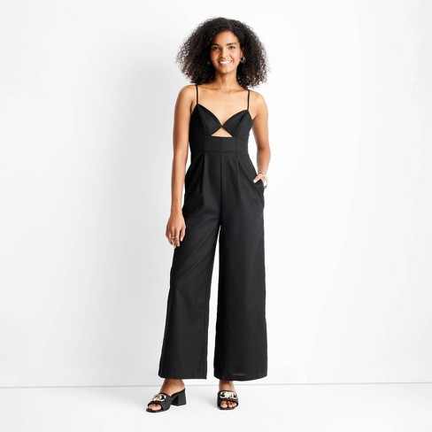 Women's Strappy Cut-out Wide Leg Jumpsuit - Future Collective