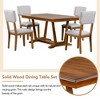 5 PCS Rustic Dining Table Set Farmhouse Dining Set Kitchen Table Set with 4 Upholstered Chairs, Natural/Walnut-Merax - 3 of 4