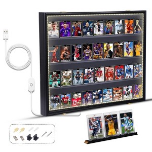 MUKE Lockable LED Graded Sports Card Display Case with 98% UV Protection, Clear Acrylic Wall Mount for Baseball, Football & Trading Cards - 1 of 4