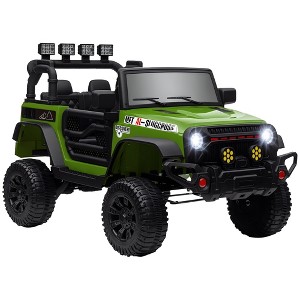 Qaba 12V Ride on Car, Ride on UTV, Battery Powered Toy Car with Bluetooth, Parent Remote, 4 Suspension Wheels, Music Horn LED Lights - 1 of 4