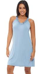 Alexander Del Rossa Women's V Neck Nightgown, Sleeveless Racerback Pajama Top Sleep Shirt