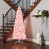 FURNIinspire Artificial Trees Auto Open Prelit Snow Flocked Tall Artificial Christmas Tree For Homr, Christmas Decorations, Pink, 31.5"*31.5"*88.5" - 2 of 4