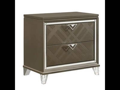 Skylar 32.9" Dark Champagne Retro Nightstand with Acrylic Legs