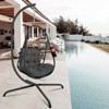 DSVIMOY Egg Chairs, Patio Egg Chair with Stand, Patio Hanging Egg Chair with Cup Holder for Bedroom Living Room Balcony, Black, 38"*38"*78" - 4 of 4