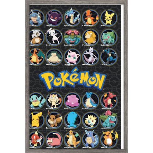 Trends International Pokémon - Pikachu, Eevee, And Its Evolutions Framed  Wall Poster Prints Barnwood Framed Version 14.725 X 22.375 : Target