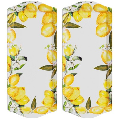 American Atelier Melamine Plastic Lemon Theme Serving Tray with Handles, Set of 2 ,15" x 6.5"