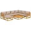 vidaXL 8 Piece Patio Lounge Set with Taupe Cushions, Solid Acacia Wood, Flexible Modular Design, Comfortable Outdoor Furniture - Easy Assembly - 3 of 4