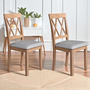 Mshliw Set of 2 Upholstered Dining Chairs with Fabric Padded Seat and Backrest, Solid Wood Legs, Modern Accent Side Chairs for Kitchen & Dining Room - 1 of 4