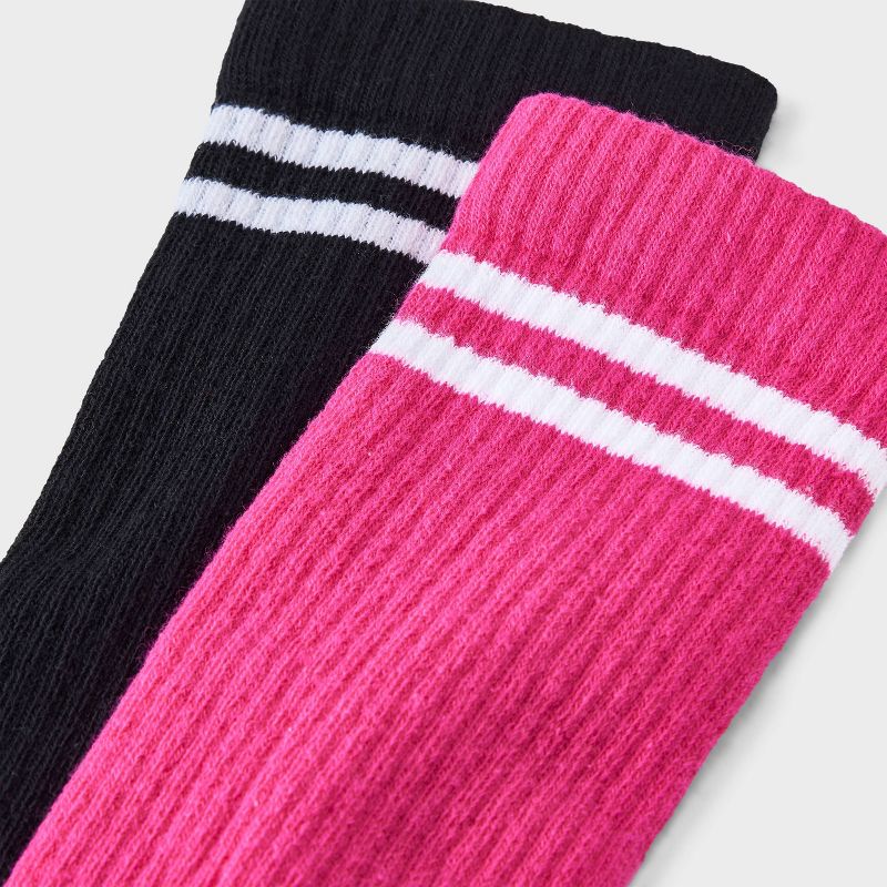 Women's 2pk Cushioned Ribbed Crew Socks - 4-10, 3 of 4