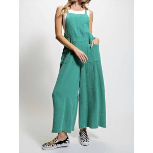 Women's Teal My Lungs Give Out Overalls - Easel - 1 of 4