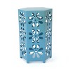 GDFStudio Kellen Outdoor 14 Inch Iron Floral Lace Cut Side Table, Matte Blue - 4 of 4