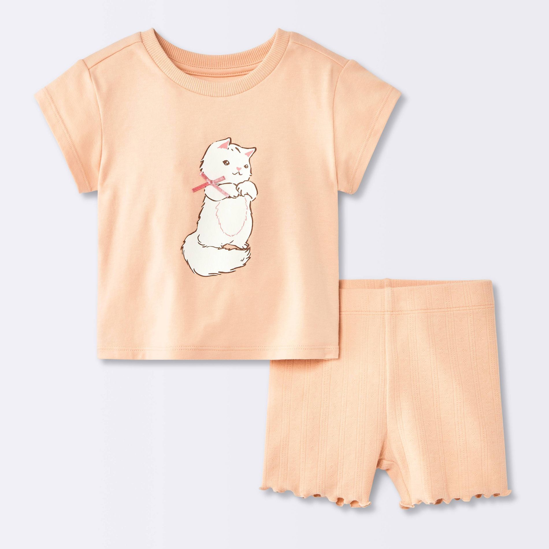 Baby Girls' Kitten Sweatshirt and Shorts Set - Cloud Island™ Pink