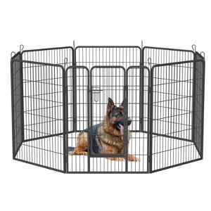 AZL1 Life Concept Pet Crate and House Outdoor Dog Pen Metal Fence Kennel with Doors Anchor Stakes for Any Sized Dogs, Black, 40.94"*32.09"*5.91" - 1 of 4