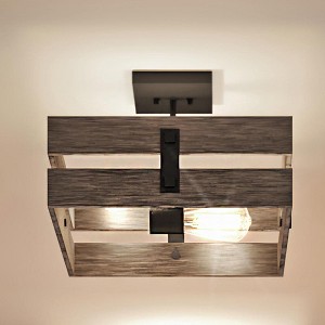 Urban Ambiance Luxury Modern Farmhouse Ceiling Light,  10.125"H x 13.5"W,  Midnight Black Finish, UHP3351 - 1 of 4