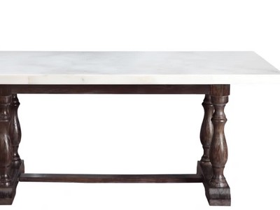 Espresso Elegance Rectangular Dining Table with White Marble Top