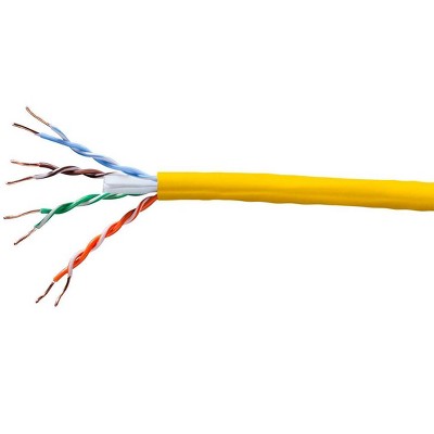 Monoprice Cat5e Ethernet Bulk Cable - 1000 Feet - Yellow | Network Internet Cord - Solid, 350Mhz, UTP, CMP, Plenum, Pure Bare Copper Wire, 24AWG, No