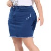 Agnes Orinda Women's Plus Size Raw Hem Denim Bodycon Skirt - 2 of 4