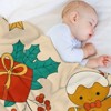 FIONECA Cute Gingerbread Man Christmas Blanket with Gift Box Candy Cane and Holly Pattern Light Beige Background 30x40 inches - 4 of 4