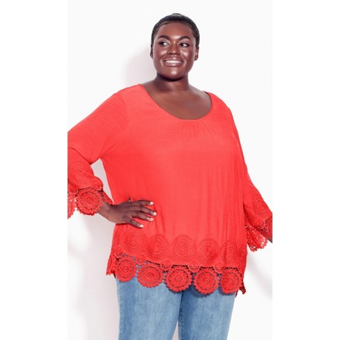 Women's Plus Size Sylvie Crochet Top - Coral