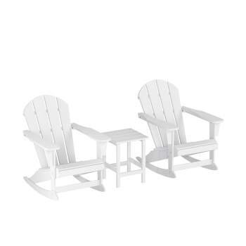 WestinTrends 3 Piece set Outdoor Patio Poly Adirondack rocking chairs with side table