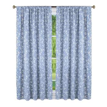 Collections Etc Floral Scrolling Vine Pattern Rod Pocket Top Window Drapes