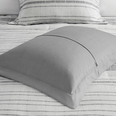 King Gray Microfiber Striped Comforter Set with Pillow