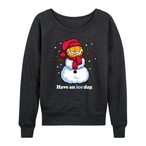 Women's - Garfield - Have An Ice Day Lightweight French Terry Wide Neck Long Sleeve Graphic Shirt - 1 of 4