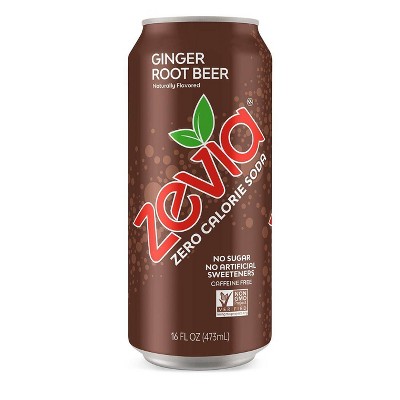  Zevia Ginger Root Beer Zero Calorie Soda - 16 fl oz Can 