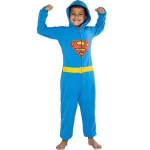 DC Comics Big Boys' Superhero Character Hooded Union Suit Footless Pajamas Costume - 1 of 3