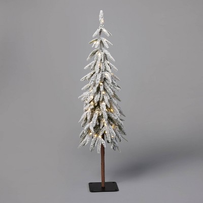 4' Pre-Lit LED Downswept Flocked Alpine Balsam Artificial Christmas Tree Dewdrop Warm White Lights - Wondershop™