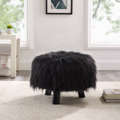 Faux Fur Foot Stool - Linon