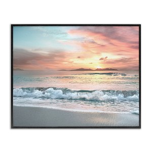 Stupell Industries Morning Sunrise Beach Landscape Framed Giclee Art, Black, 20" x 16" - 1 of 4