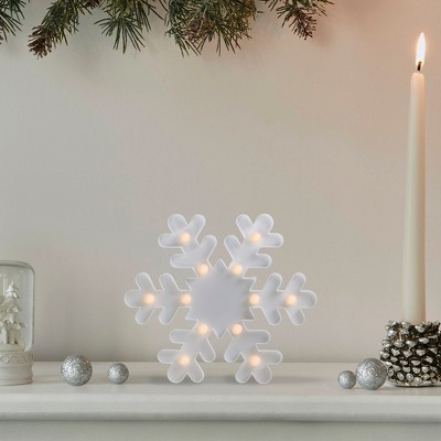 Northlight 9.5" Battery Operated LED Lighted Snowflake Christmas Marquee Sign - White