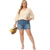 Agnes Orinda Women's Plus Size 3/4 Flare Sleeve V Neck Ruffle Lace Semi Sheer Button Down Shirts - 3 of 4