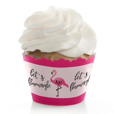 Big Dot of Happiness Pink Flamingo - Tropical Summer Decorations - Party Cupcake Wrappers - Set of 12
